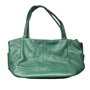 Coach Genuine Leather Park Green Pebbled Leather Shoulder Bag